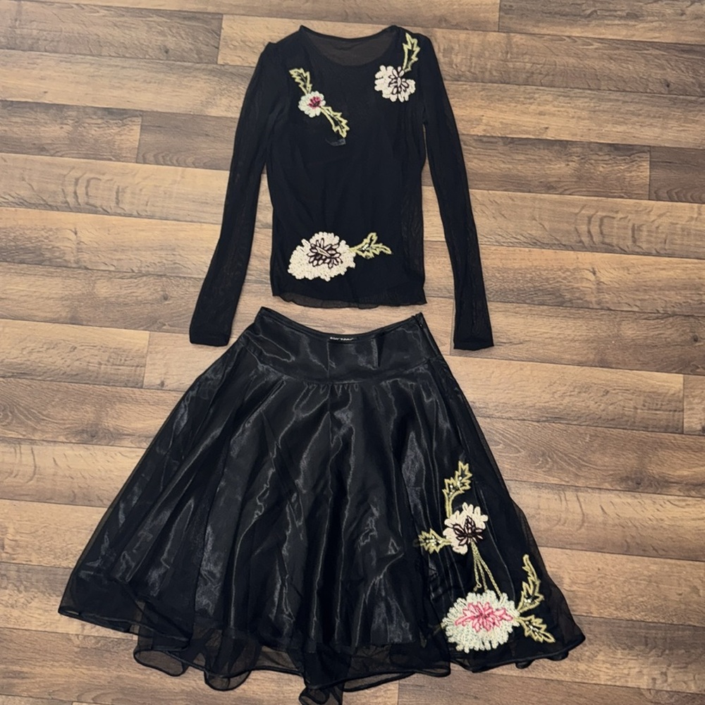 Betsey Johnson New York Size 4 & 6 Vintage 3 Piece Set Mesh Top Cami & Skirt 90s - Picture 2 of 16